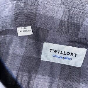 Twillory Untuckable Tailored Fit  Men’s Gray Check Button Up Sz L-XL
